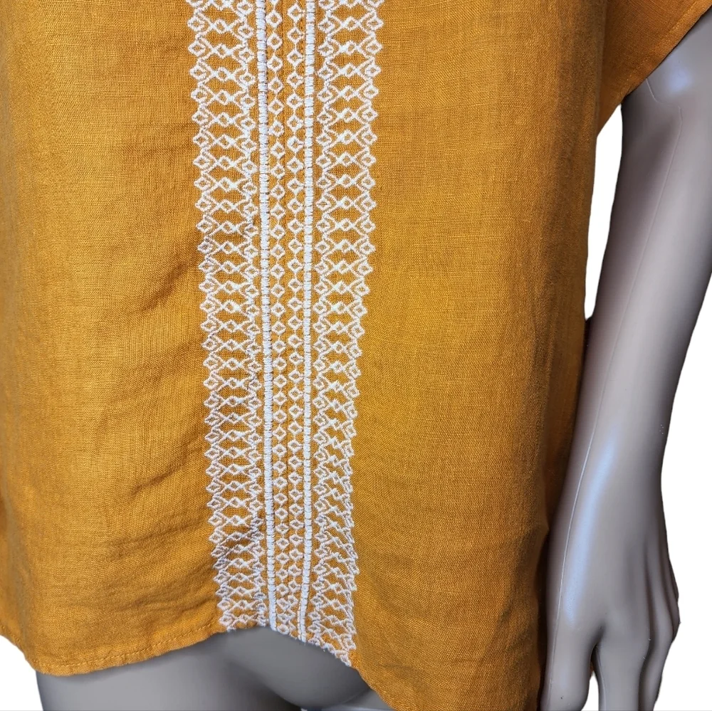 100%‎ Linen NWT House of Harlow Embroidered Orange Blouse Top Shirt Size M